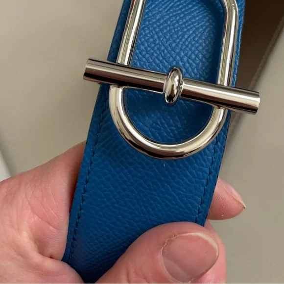 100% Authentic HERMES Ithaque belt buckle & Reversible leather strap 90cm - Picture 10 of 15